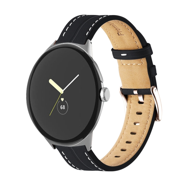 Bracelet de montre en cuir véritable rainuré, Pour Google Pixel Watch 4 / 3 / 2 / 1 41mm
