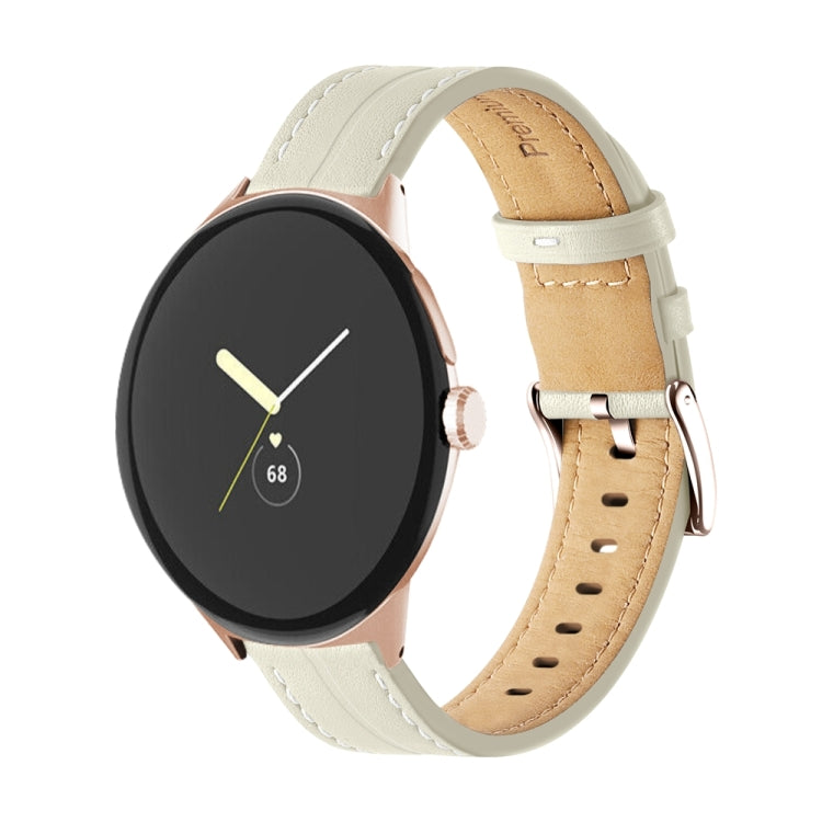 Bracelet de montre en cuir véritable rainuré, Pour Google Pixel Watch 4 / 3 / 2 / 1 41mm