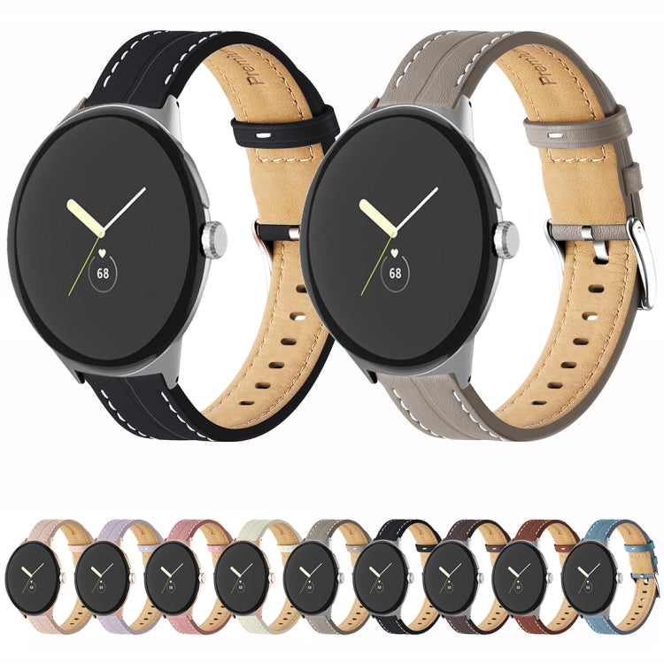 Bracelet de montre en cuir véritable rainuré, Pour Google Pixel Watch 4 / 3 / 2 / 1 41mm
