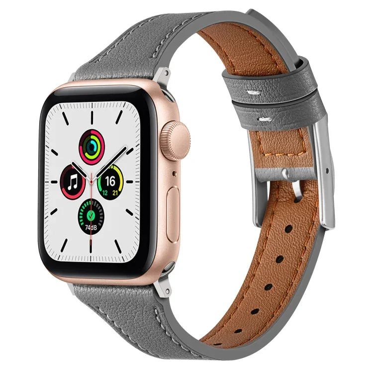 Bracelet de montre respirant en cuir véritable pour Apple Watch, Series 8&7 45mm / SE 2&6&SE&5&4 44mm / 3&2&1 42mm, Series 8&7 41mm / SE 2&6&SE&5&4 40mm / 3&2&1 38mm
