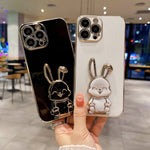 Plating Rabbit Holder Phone Case, For iPhone 13 Pro Max, For iPhone 12, For iPhone 12 Pro, For iPhone 12 Pro Max, For iPhone 11, For iPhone 11 Pro