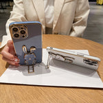 Plating Rabbit Holder Phone Case, For iPhone 13 Pro Max, For iPhone 12, For iPhone 12 Pro, For iPhone 12 Pro Max, For iPhone 11, For iPhone 11 Pro