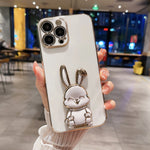 Plating Rabbit Holder Phone Case, For iPhone 13 Pro Max, For iPhone 12, For iPhone 12 Pro, For iPhone 12 Pro Max, For iPhone 11, For iPhone 11 Pro