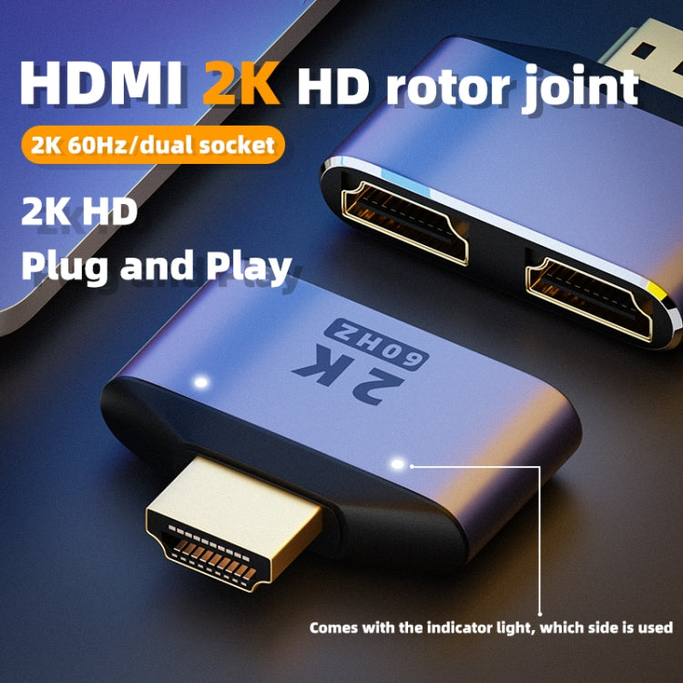 Adaptateur HDMI 2 en 1 2K 60Hz avec voyants indicateurs