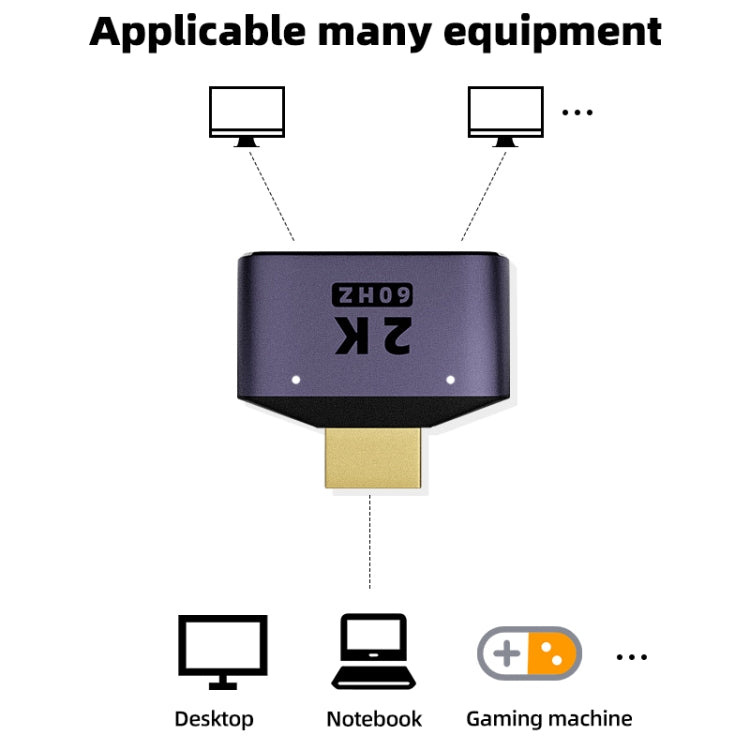 Adaptateur HDMI 2 en 1 2K 60Hz avec voyants indicateurs
