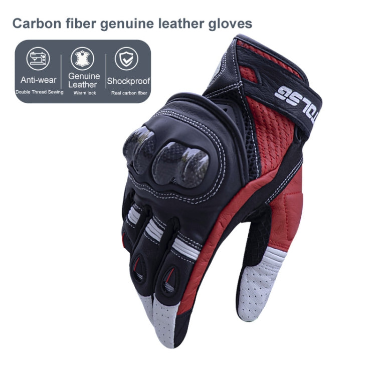 Une paire de gants de moto en cuir véritable avec jointures dures en fibre de carbone, écran tactile, XL, XXL