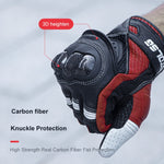 Une paire de gants de moto en cuir véritable avec jointures dures en fibre de carbone, écran tactile, XL, XXL