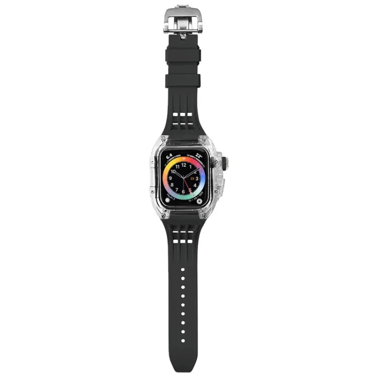 Boîtier de bracelet transparent en caoutchouc fluoré, pour Apple Watch Series 8&7 45mm, pour Apple Watch Series 8&7 45mm/SE 2&6&SE&5&4 44mm