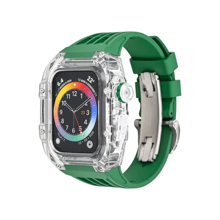 Boîtier de bracelet transparent en caoutchouc fluoré, pour Apple Watch Series 8&7 45mm, pour Apple Watch Series 8&7 45mm/SE 2&6&SE&5&4 44mm