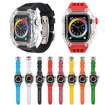 Boîtier de bracelet transparent en caoutchouc fluoré, pour Apple Watch Series 8&7 45mm, pour Apple Watch Series 8&7 45mm/SE 2&6&SE&5&4 44mm