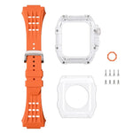 Boîtier de bracelet transparent en caoutchouc fluoré, pour Apple Watch Series 8&7 45mm, pour Apple Watch Series 8&7 45mm/SE 2&6&SE&5&4 44mm
