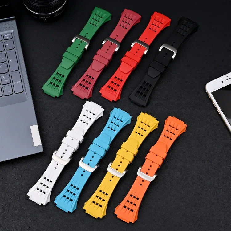 Boîtier de bracelet transparent en caoutchouc fluoré, pour Apple Watch Series 8&7 45mm, pour Apple Watch Series 8&7 45mm/SE 2&6&SE&5&4 44mm
