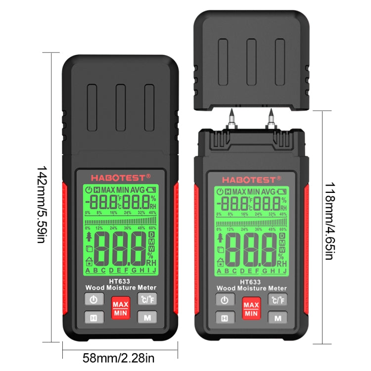 Détecteur d'humidité du bois numérique multifonction portable HABOTEST HT633, HT633