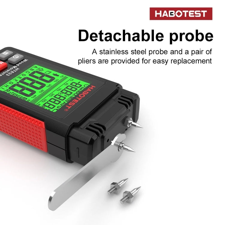 Détecteur d'humidité du bois numérique multifonction portable HABOTEST HT633, HT633