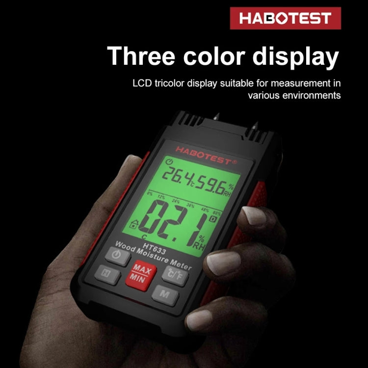 Détecteur d'humidité du bois numérique multifonction portable HABOTEST HT633, HT633