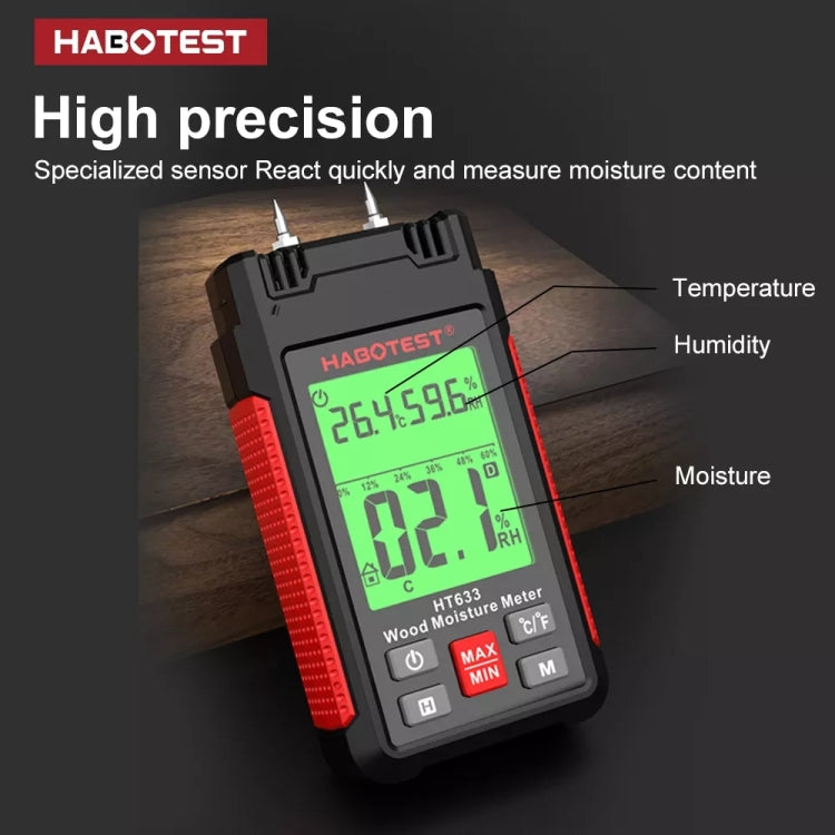 Détecteur d'humidité du bois numérique multifonction portable HABOTEST HT633, HT633