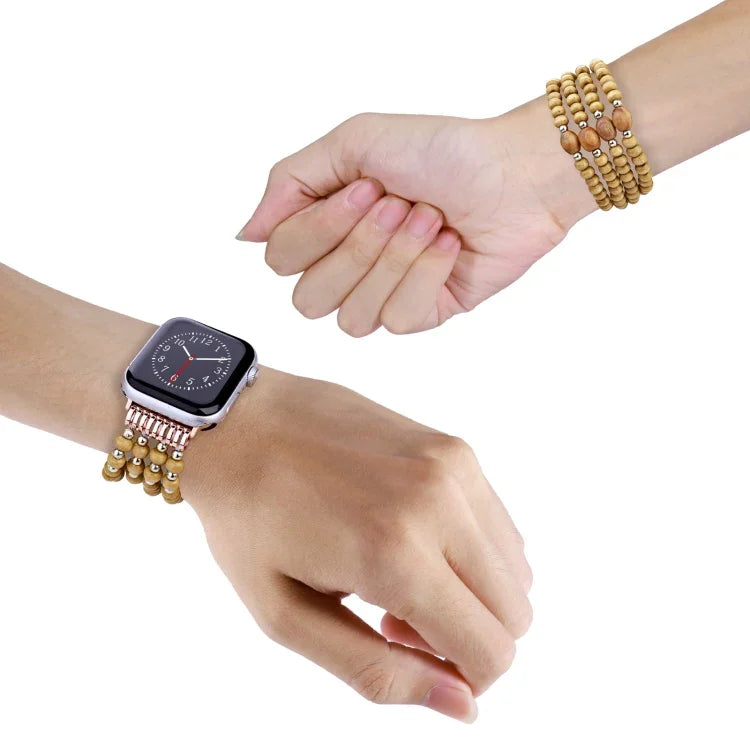 Bracelet de montre en perles de bois, Pour Apple Watch Ultra 49 mm / Series 8&7 45 mm, Pour Apple Watch Series 8&7 41 mm