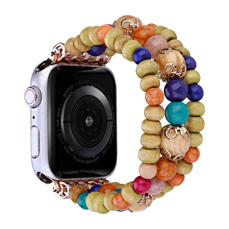 Bracelet de montre en perles de bois, Pour Apple Watch Ultra 49 mm / Series 8&7 45 mm, Pour Apple Watch Series 8&7 41 mm