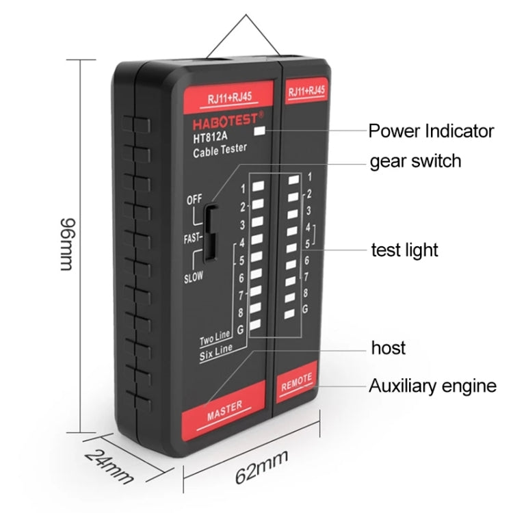 Testeur de ligne réseau et ligne téléphonique 2 en 1 HABOTEST HT812A, HT812A
