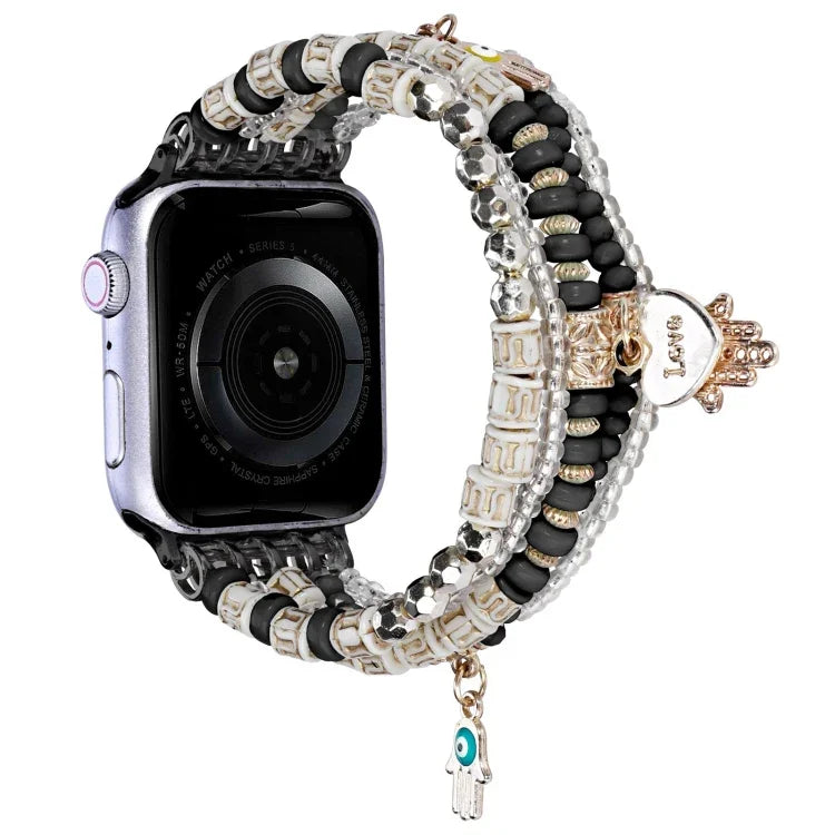 Bracelet de montre avec perles style forêt, pour Apple Watch Ultra 49 mm / Series 8&7 45 mm, pour Apple Watch Series 8&7 41 mm