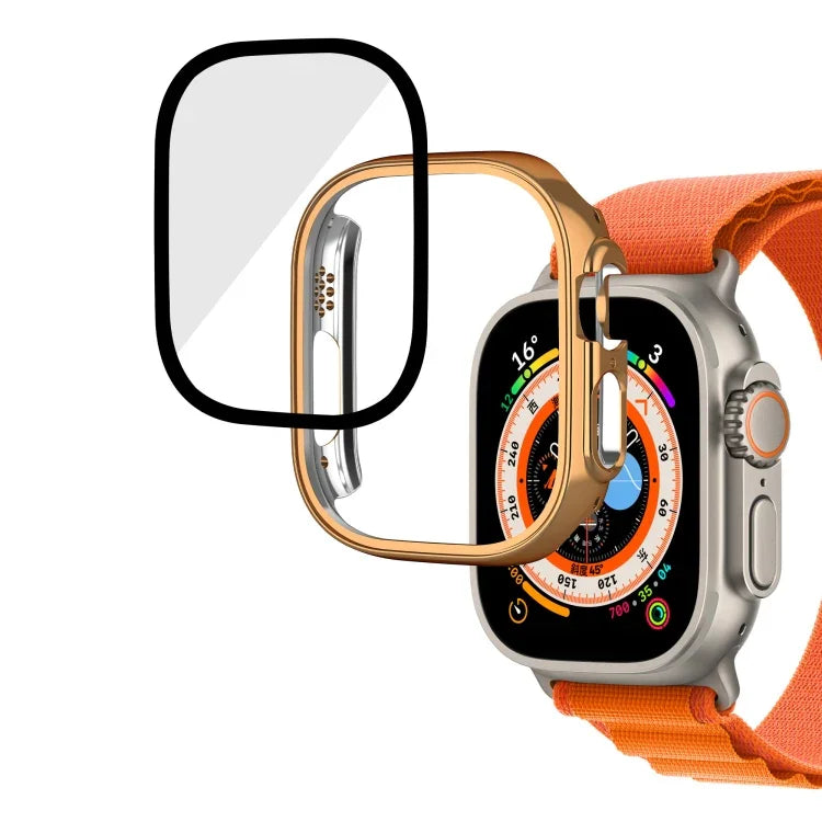 Boîtier de montre intégral en verre trempé PC brillant plaqué, pour Apple Watch Ultra 3 / 2 / 1 49mm