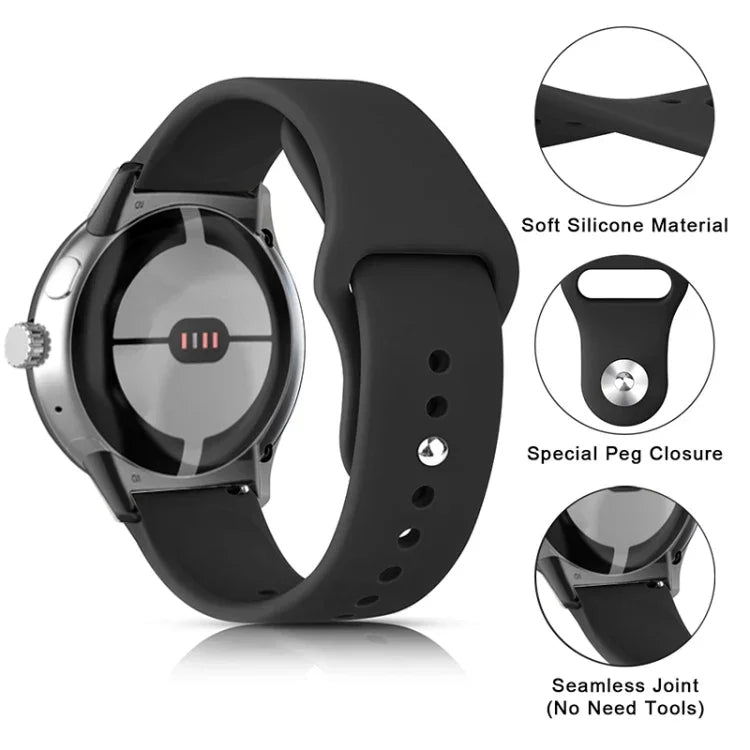 Bracelet de montre en silicone à boucle inversée de couleur unie, pour Google Pixel Watch 4 / 3 / 2 / 1 41 mm