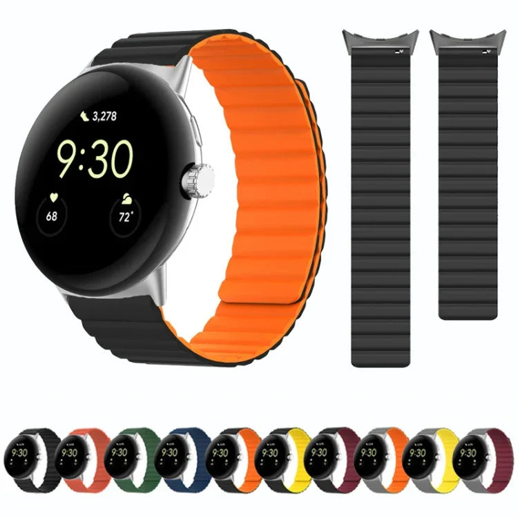 Bracelet de montre magnétique en silicone en deux sections, pour Google Pixel Watch 4 / 3 / 2 / 1 41mm