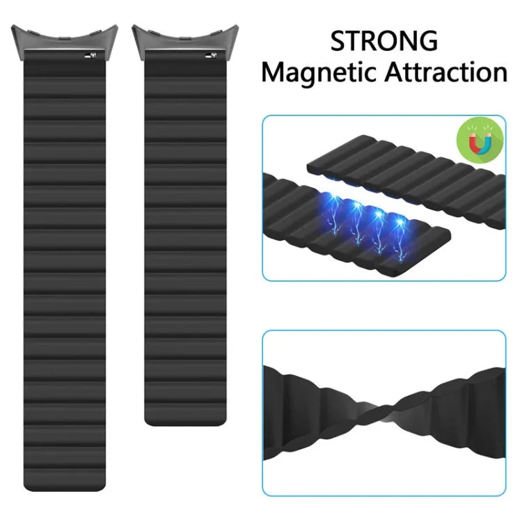 Bracelet de montre magnétique en silicone en deux sections, pour Google Pixel Watch 4 / 3 / 2 / 1 41mm