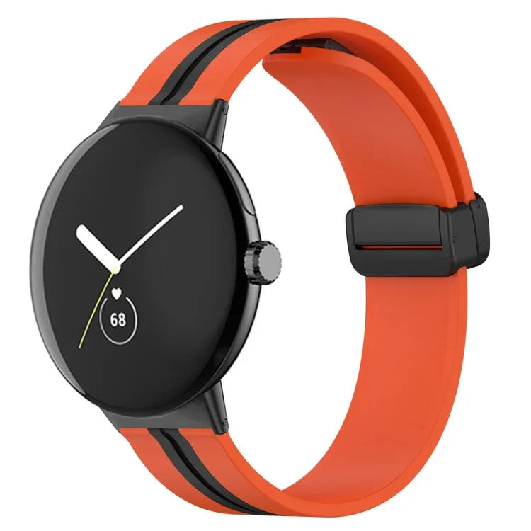 Bracelet de montre en silicone à boucle déployante bicolore, pour Google Pixel Watch 4 / 3 / 2 / 1 41mm