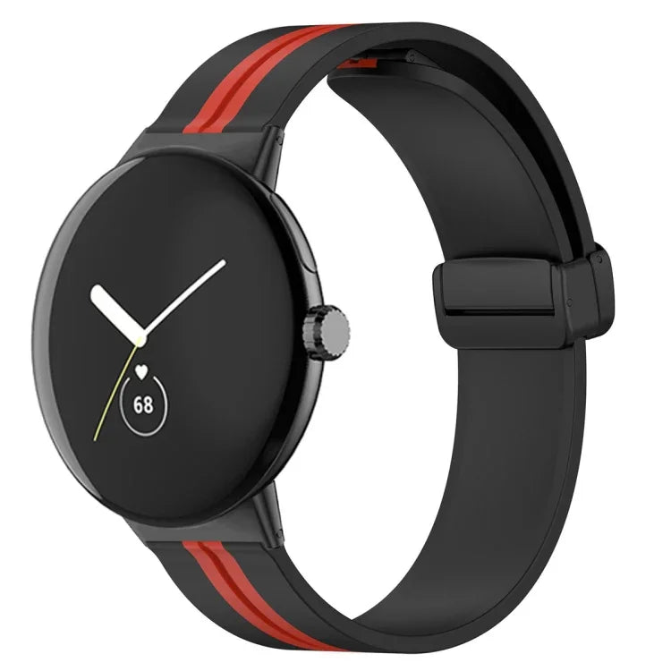Bracelet de montre en silicone à boucle déployante bicolore, pour Google Pixel Watch 4 / 3 / 2 / 1 41mm