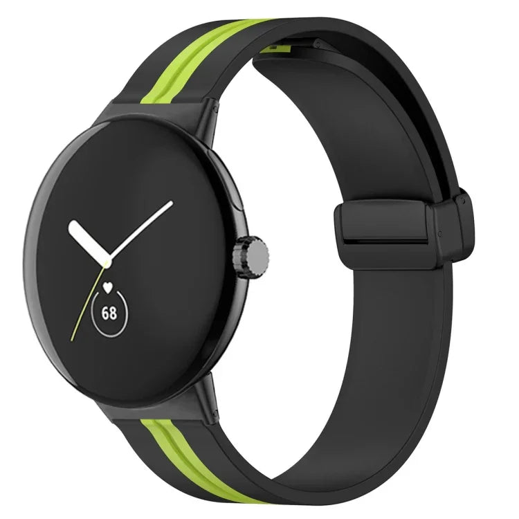 Bracelet de montre en silicone à boucle déployante bicolore, pour Google Pixel Watch 4 / 3 / 2 / 1 41mm