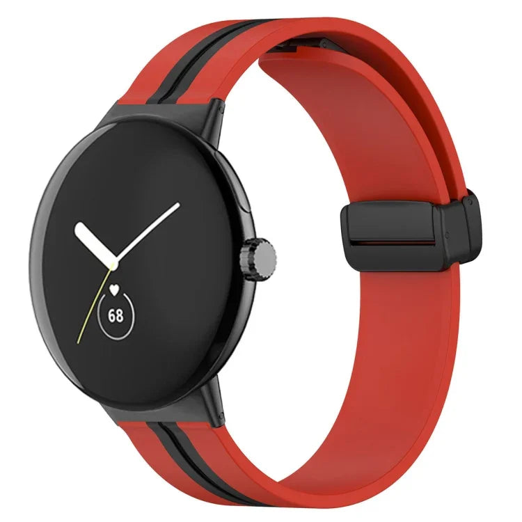 Bracelet de montre en silicone à boucle déployante bicolore, pour Google Pixel Watch 4 / 3 / 2 / 1 41mm