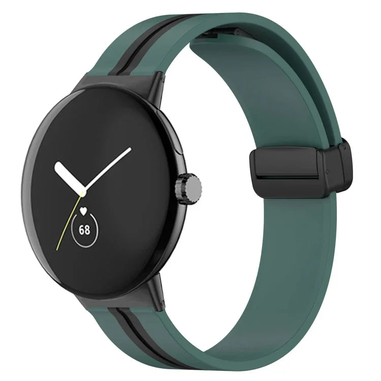 Bracelet de montre en silicone à boucle déployante bicolore, pour Google Pixel Watch 4 / 3 / 2 / 1 41mm