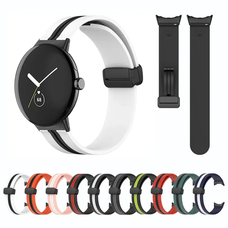 Bracelet de montre en silicone à boucle déployante bicolore, pour Google Pixel Watch 4 / 3 / 2 / 1 41mm