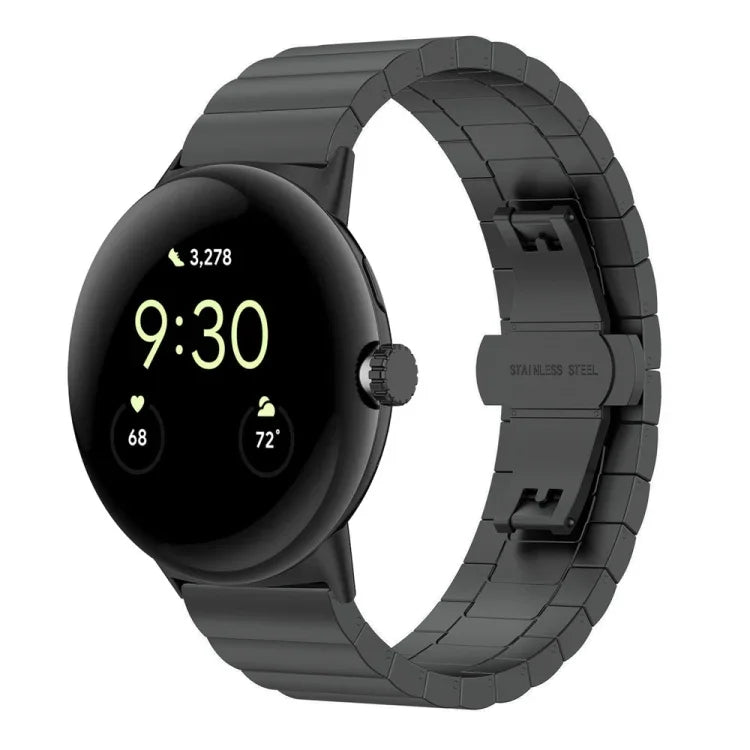 Bracelet de montre en métal à boucle papillon à perle unique, pour Google Pixel Watch 4 / 3 / 2 / 1 41mm