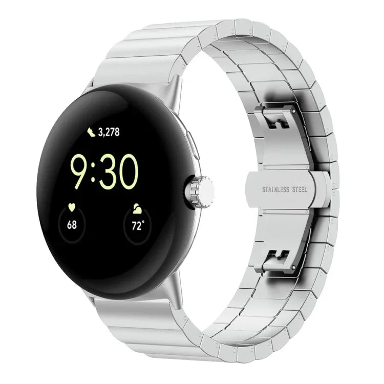 Bracelet de montre en métal à boucle papillon à perle unique, pour Google Pixel Watch 4 / 3 / 2 / 1 41mm