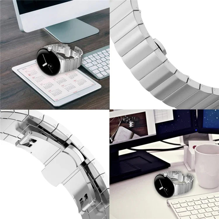 Bracelet de montre en métal à boucle papillon à perle unique, pour Google Pixel Watch 4 / 3 / 2 / 1 41mm
