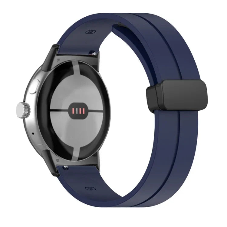 Solid-color Folding Buckle Silicone Watch Band, For Google Pixel Watch 4 / 3 / 2 / 1 41mm