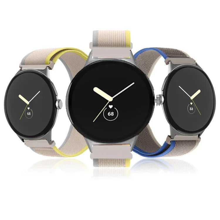 Bracelet de montre en nylon avec connecteur argenté en boucle, pour Google Pixel Watch 4 / 3 / 2 / 1 41mm