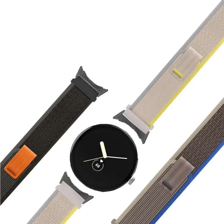 Bracelet de montre en nylon avec connecteur noir en boucle, pour Google Pixel Watch 4 / 3 / 2 / 1 41mm