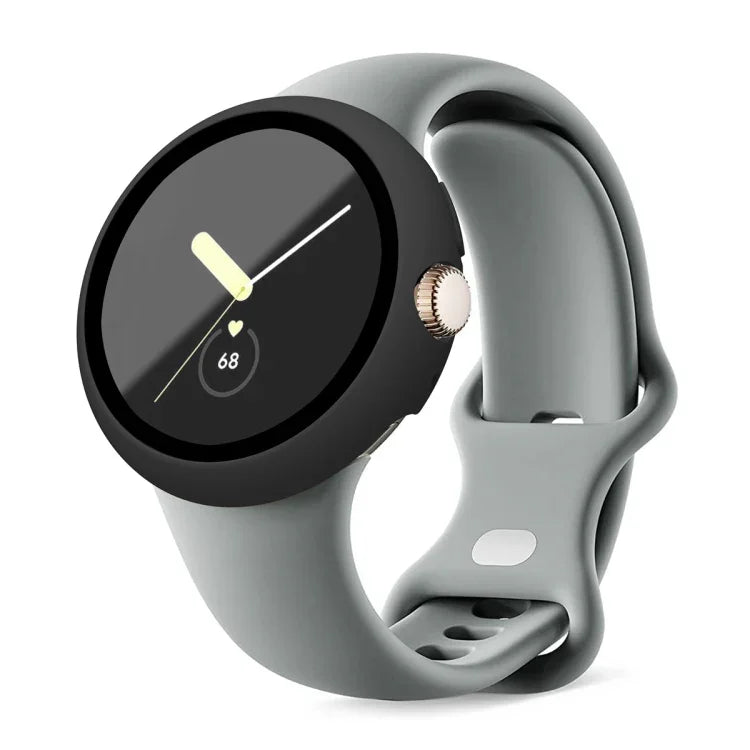 Frosted PC Frame Tempered Film Integrated Watch Protective Case, For Google Pixel Watch