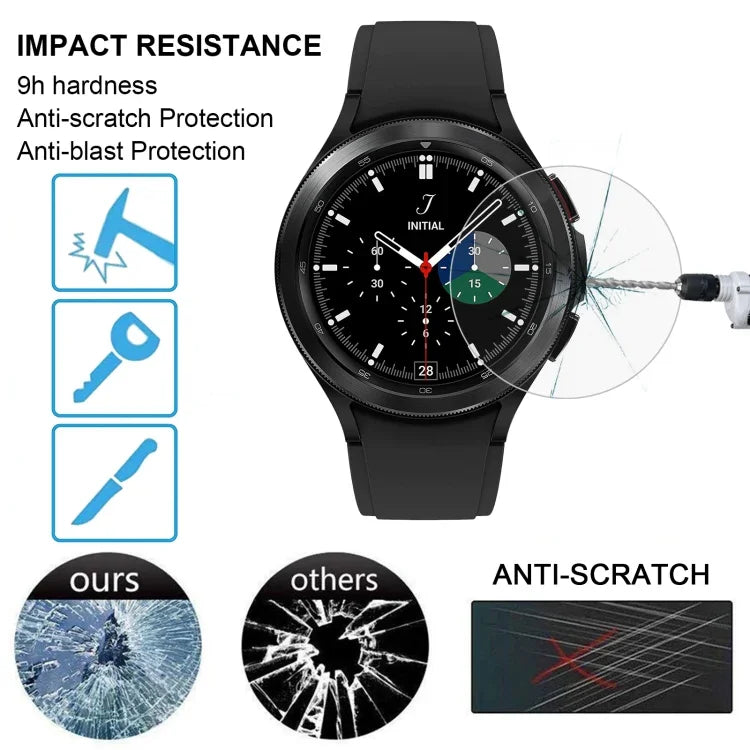Protecteur d'écran en verre trempé 9H 2.5D de 0.26mm pour montre, pour Samsung Galaxy Watch4 Classic 46mm, pour Samsung Galaxy Watch4 40mm