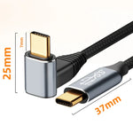 Câble de données stéréo incurvé USB-C/Type-C mâle vers USB-C/Type-C mâle 100 W pour Steam Deck Gen2, disponible en 0,5 m, 1 m, 1,5 m, 2 m et 3 m.