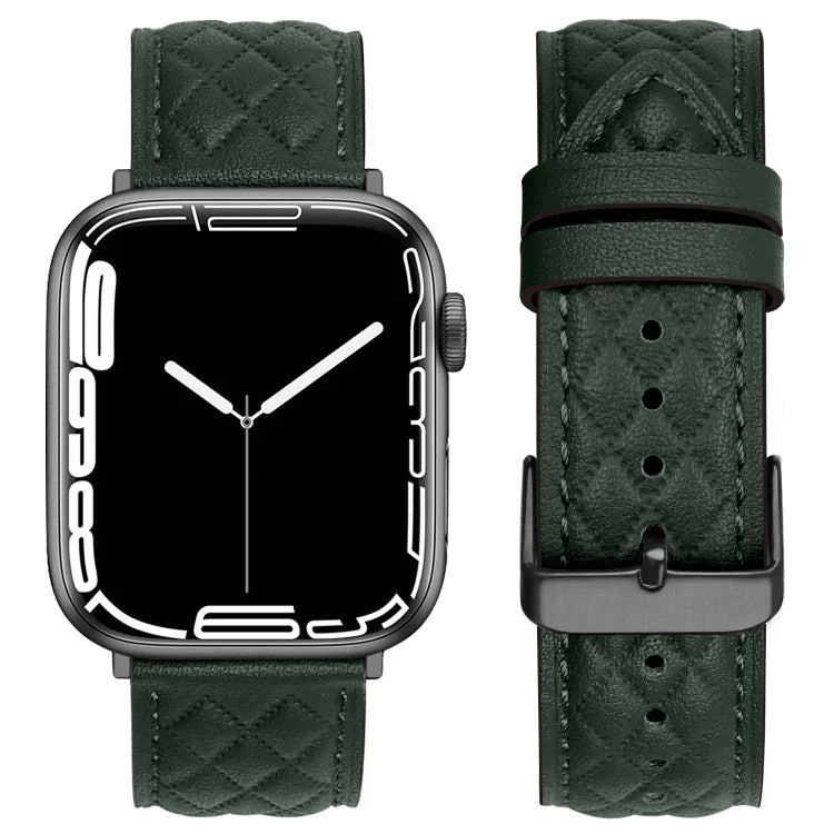 Bracelet de montre en cuir véritable motif losanges pour Apple Watch Series 8&7 41mm / SE 2&6&SE&5&4 40mm / 3&2&1 38mm, pour Apple Watch Series 8&7 41mm / SE 2&6&SE&5&4 40mm / 3&2&1 38mm