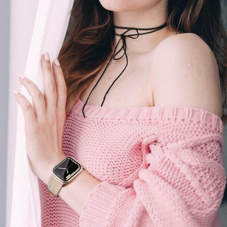 Bracelet de montre en cuir véritable à motif losanges pour Apple Watch Series 8&7 45mm / SE 2&6&SE&5&4 44mm / 3&2&1 42mm, pour Apple Watch Series 8&7 45mm / SE 2&6&SE&5&4 44mm / 3&2&1 42mm