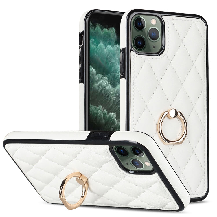 Rhombic PU Leather Phone Case with Ring Holder, For iPhone 11 Pro, For iPhone 11 Pro Max, For iPhone X / XS, For iPhone XR, For iPhone XS Max, For iPhone SE 2020 / SE 2022 / 7 / 8