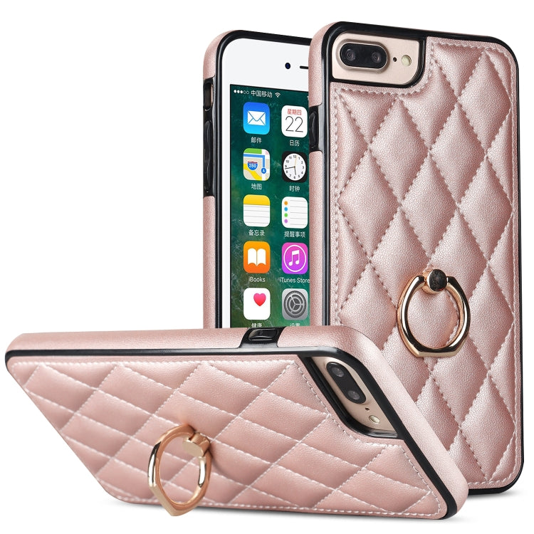Rhombic PU Leather Phone Case with Ring Holder, For iPhone 7 Plus / 8 Plus