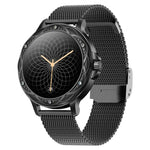 Bracelet intelligent étanche 1,2 pouce CF12 avec sangle en acier, support de surveillance de la fréquence cardiaque / surveillance de la pression artérielle, sangle en acier CF12 (noir)