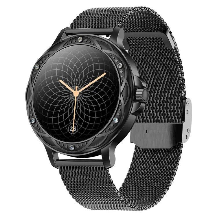 Bracelet intelligent étanche 1,2 pouce CF12 avec sangle en acier, support de surveillance de la fréquence cardiaque / surveillance de la pression artérielle, sangle en acier CF12 (noir)