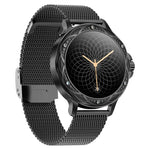 Bracelet intelligent étanche 1,2 pouce CF12 avec sangle en acier, support de surveillance de la fréquence cardiaque / surveillance de la pression artérielle, sangle en acier CF12 (noir)